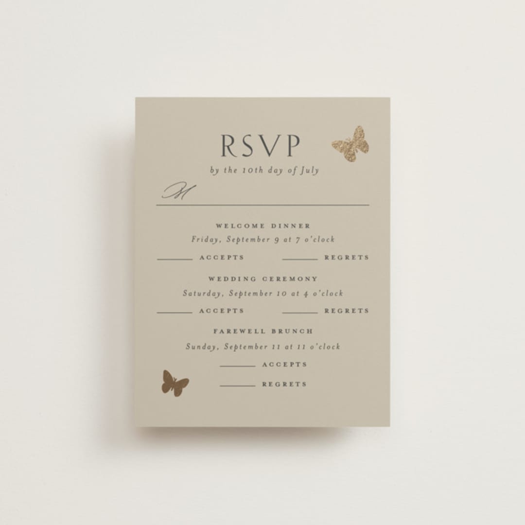 "dancing in the garden" - Foil-Pressed Multi-Event RSVP Cards in Blush Meadow by Grae - Front