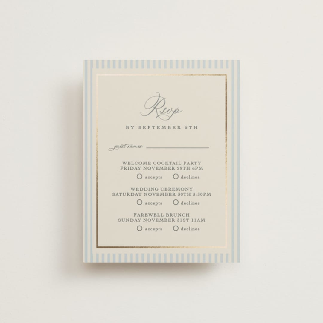 "Emma" - Foil-Pressed Multi-Event RSVP Cards in Provincial by Angela Thompson - Front