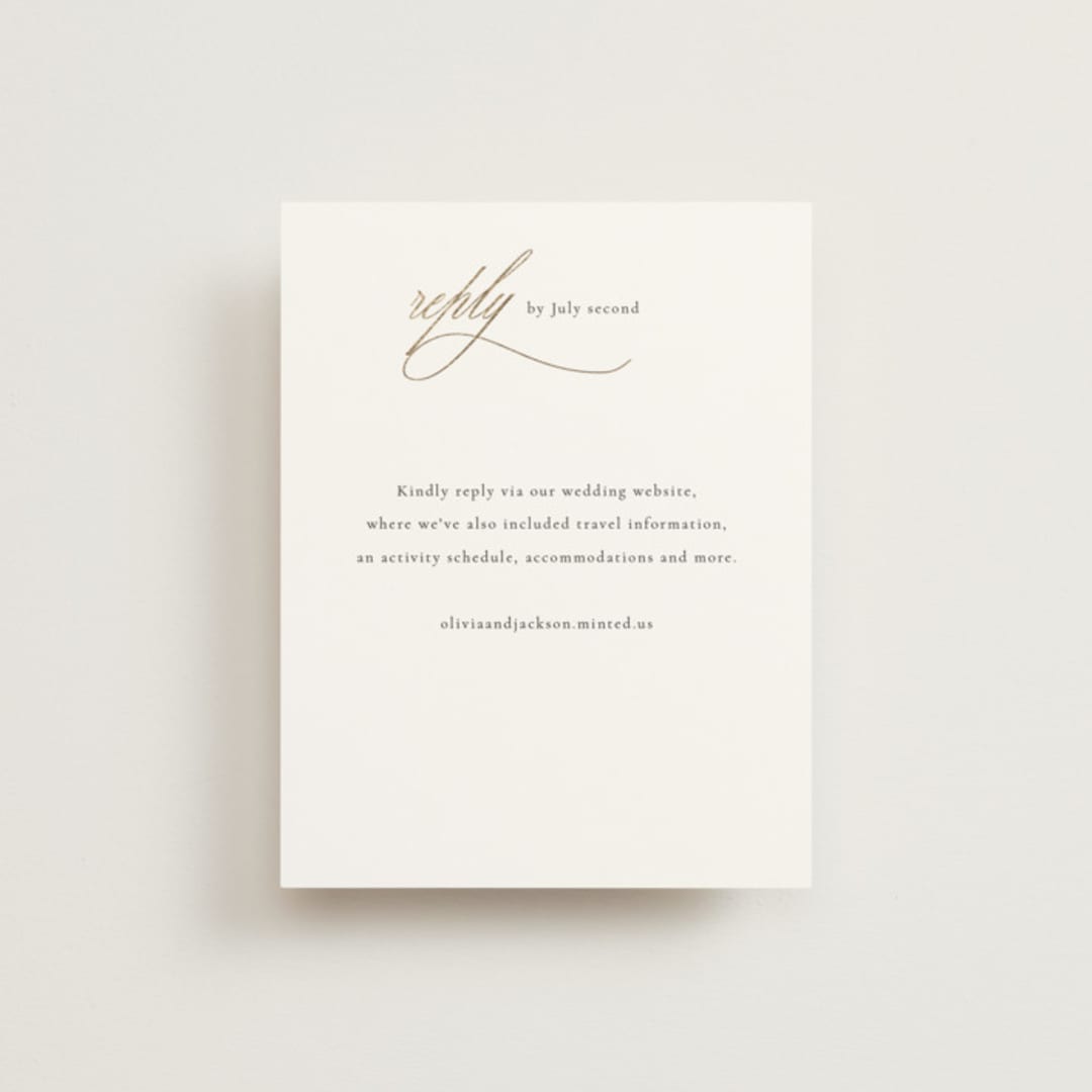 "Fineline" - Foil-Pressed RSVP Online Enclosure Cards in Spun Sugar by Jessica Williams - Front