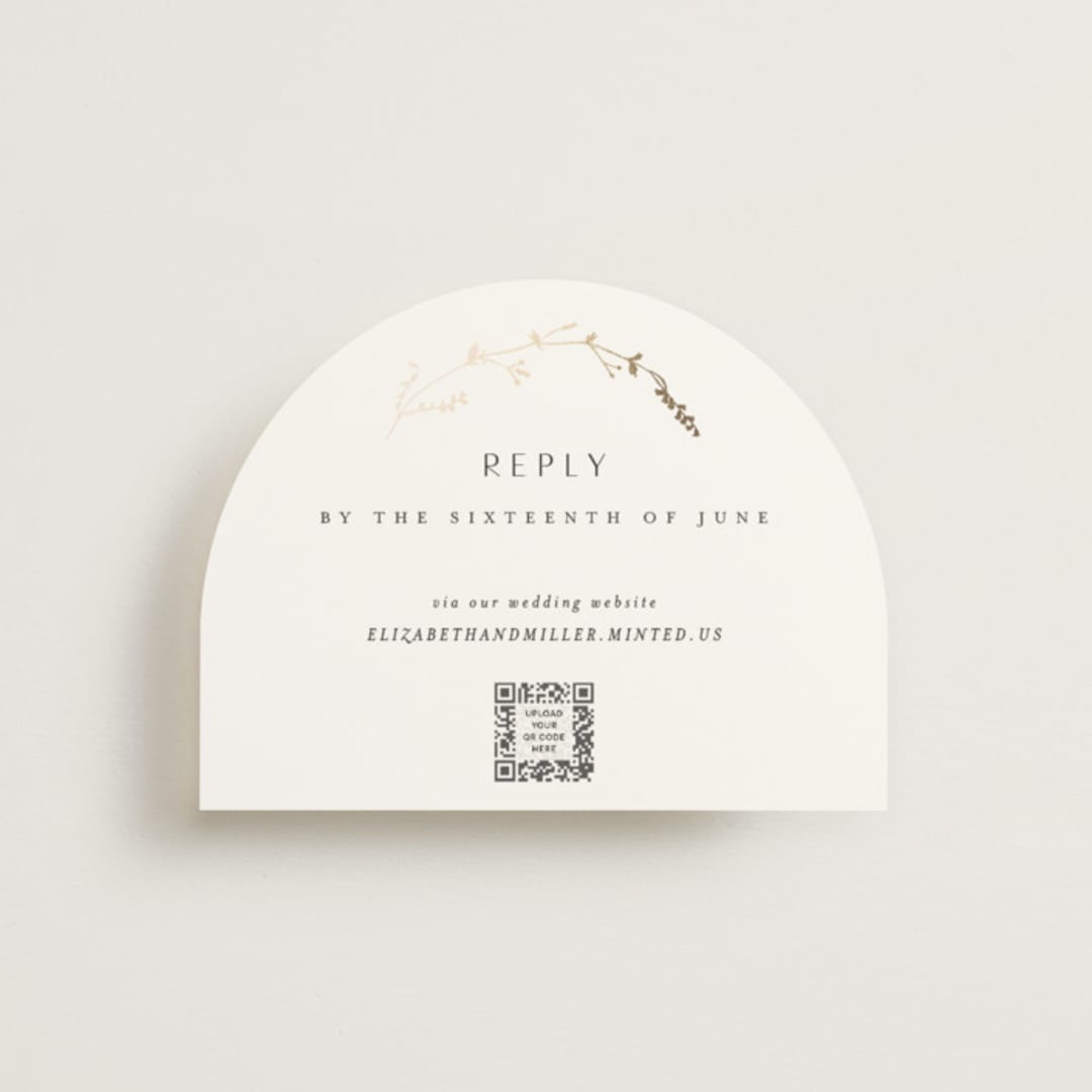 "Vine Wrap" - Foil-Pressed RSVP Online Enclosure Cards in Cotton by Amy Kross - Front