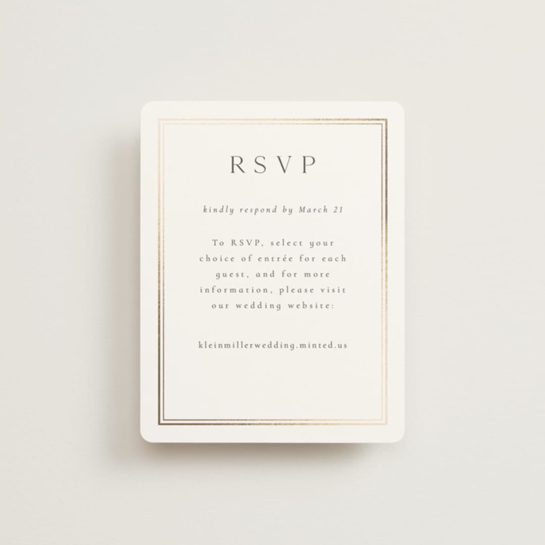"Lustre" - Foil-Pressed RSVP Online Enclosure Cards in Cloud by Nicole Walsh - Front