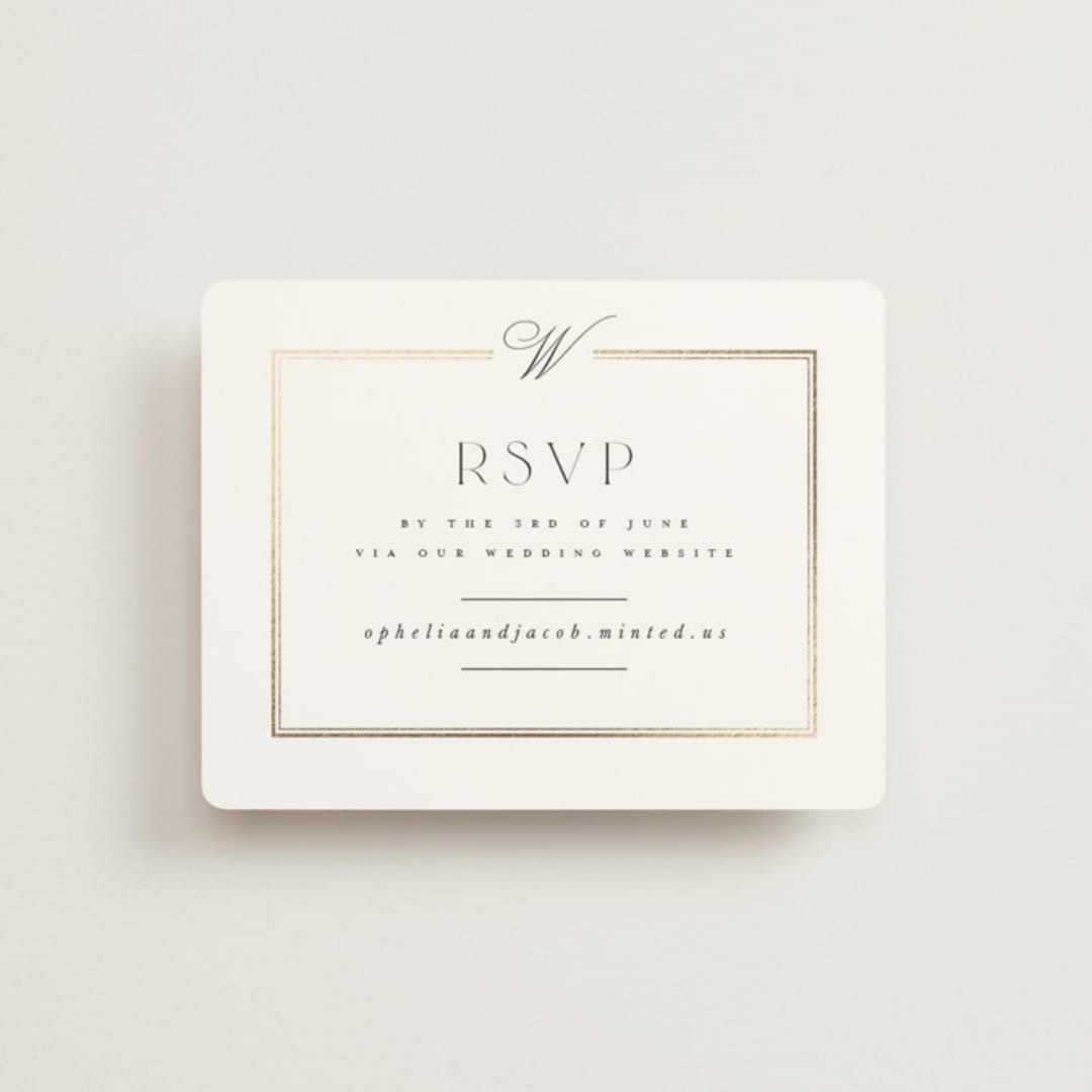 "Elegant Type" - Foil-Pressed RSVP Online Enclosure Cards in Pearl by Leah Bisch - Front