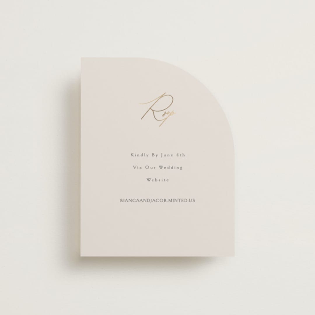 "Eloquent" - Foil-Pressed RSVP Online Enclosure Cards in Ivory by Angela Thompson - Front