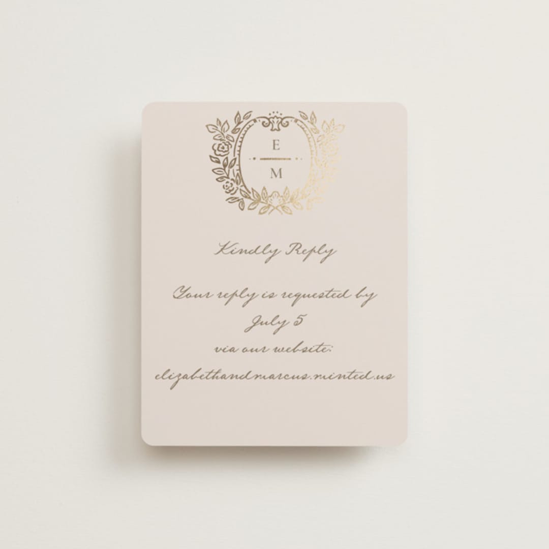 "Manuet" - Foil-Pressed RSVP Online Enclosure Cards in Vanilla by Petra Kern - Front