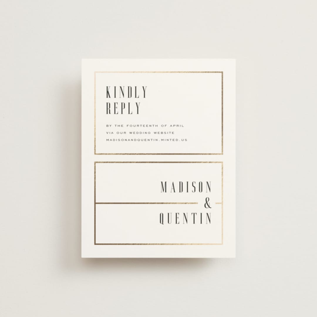 "Documentary" - Foil-Pressed RSVP Online Enclosure Cards in Lily by Heather Schertzer - Front
