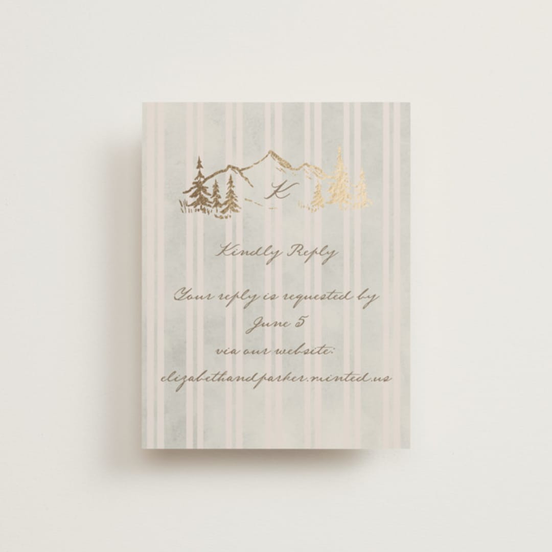 "Mountain Love" - Foil-Pressed RSVP Online Enclosure Cards in Dew by Petra Kern - Front