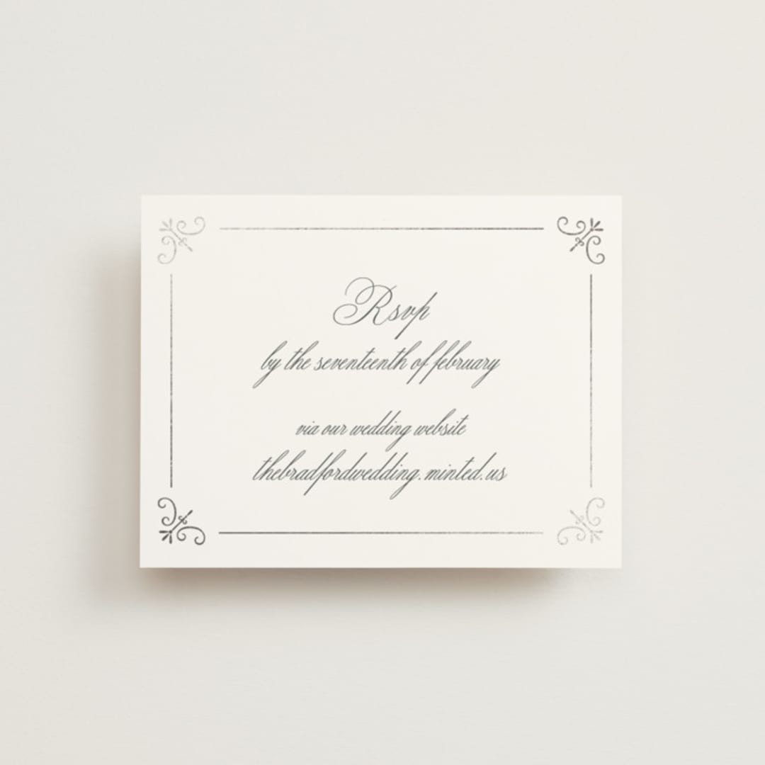 "toulomotiri" - Foil-Pressed RSVP Online Enclosure Cards in Sugar by chocomocacino - Front