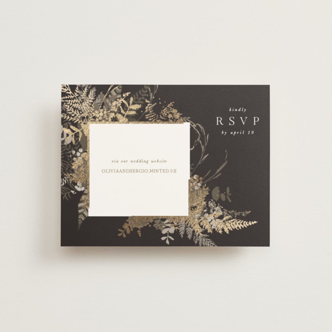"Garden" - Foil-Pressed RSVP Online Enclosure Cards in Mahogany by Leah Bisch - Front