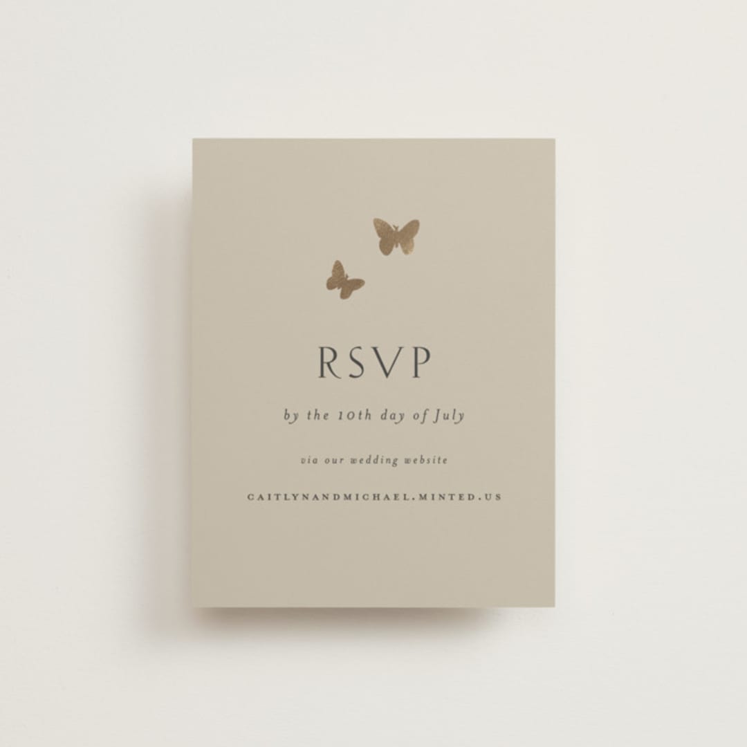"dancing in the garden" - Foil-Pressed RSVP Online Enclosure Cards in Blush Meadow by Grae - Front