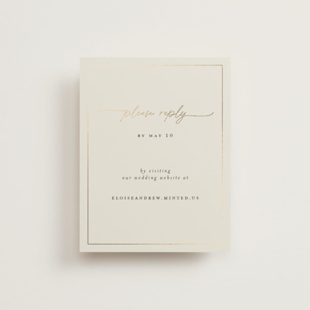 "silk" - Foil-Pressed RSVP Online Enclosure Cards in Linen by Pippa Shaw - Front