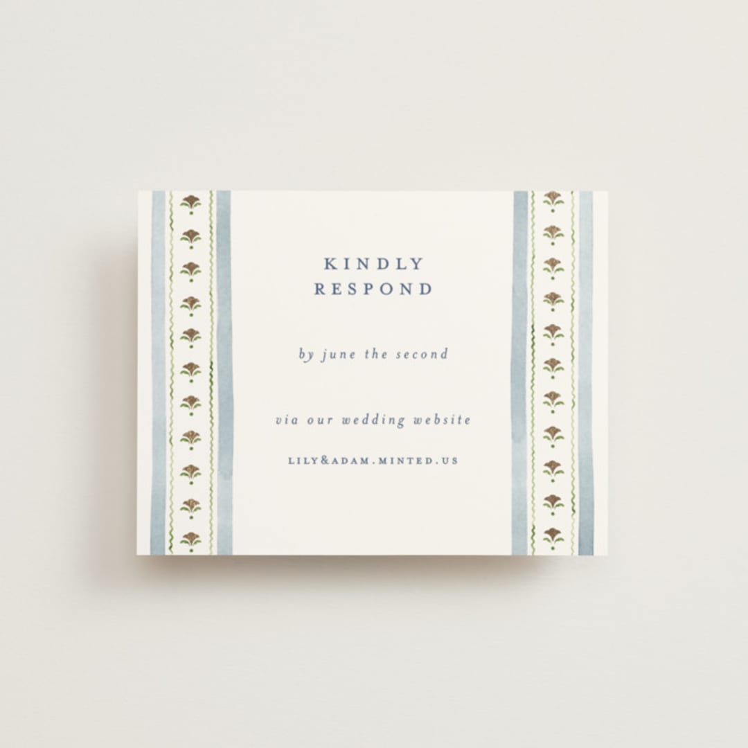 "Swan Song" - Foil-Pressed RSVP Online Enclosure Cards in Lakes by Sarah Knight - Front