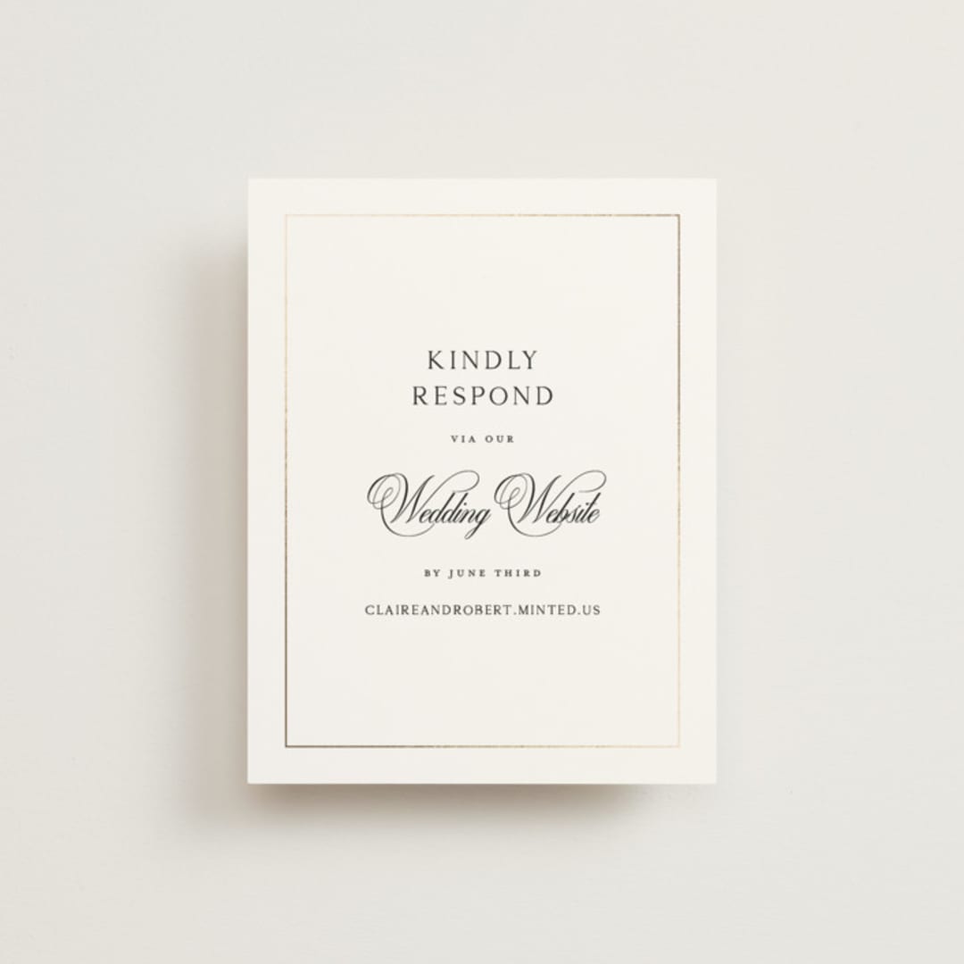 "Monogram Script" - Foil-Pressed RSVP Online Enclosure Cards in Silk by Kelly Schmidt - Front