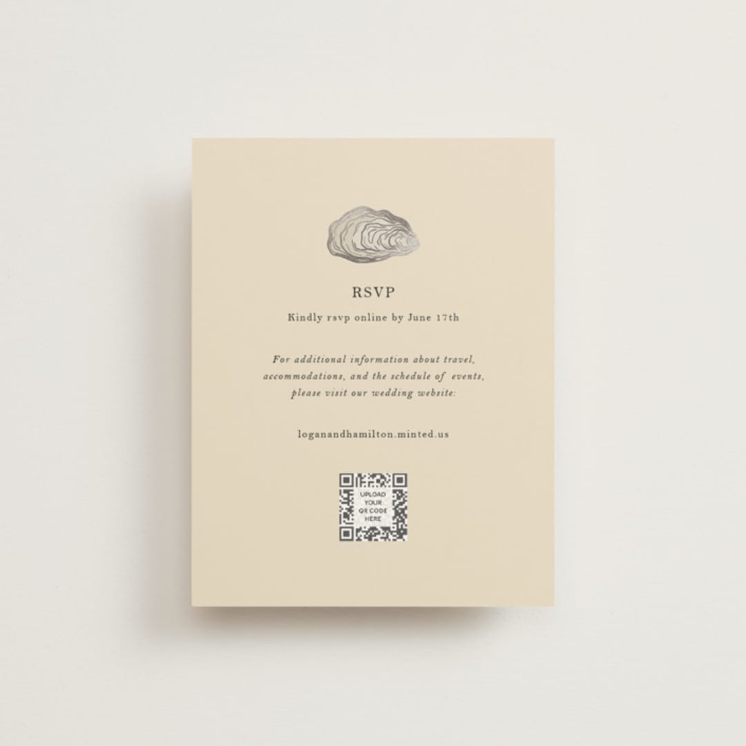 "Cove" - Foil-Pressed RSVP Online Enclosure Cards in Sand by Jennifer Lew - Front