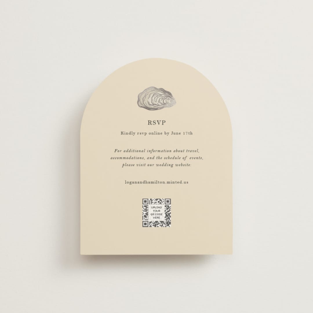 "Cove" - Foil-Pressed RSVP Online Enclosure Cards in Sand by Jennifer Lew - Front