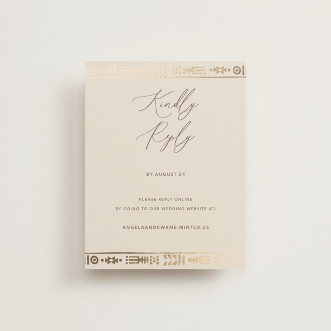 "Cultured Element" - Foil-Pressed RSVP Online Enclosure Cards in Sahara by David Michuki - Front