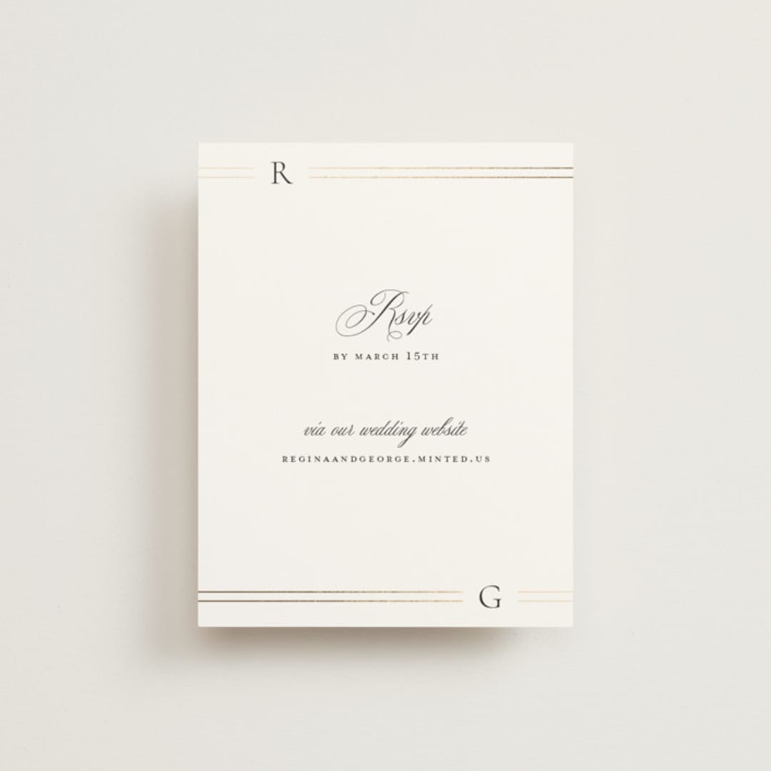 "Elencourt" - Foil-Pressed RSVP Online Enclosure Cards in Quartz by Jelena Vuletic - Front