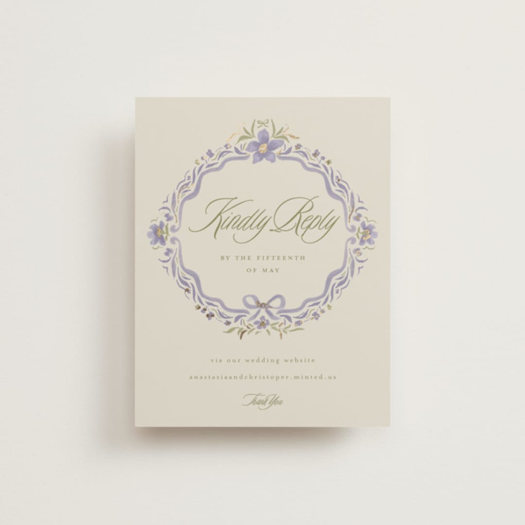 "FairyTale.." - Foil-Pressed RSVP Online Enclosure Cards in Heather by Vera Lim - Front