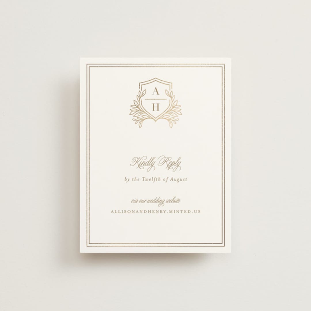 "Chic Monogram" - Foil-Pressed RSVP Online Enclosure Cards in Porcelain by Mansi Verma - Front