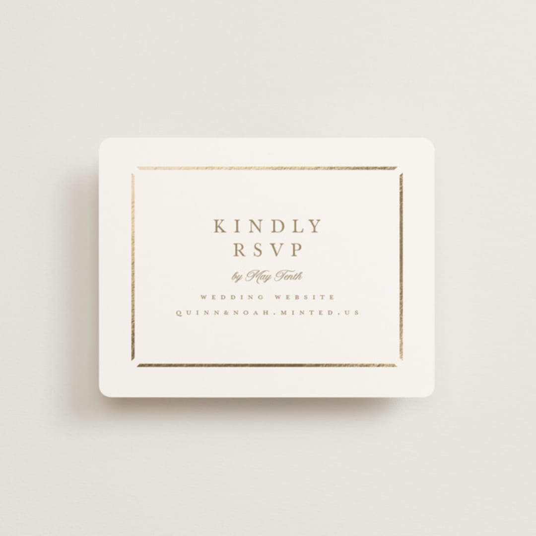"Elegant bevel" - Foil-Pressed RSVP Online Enclosure Cards in Cloud by Stacey Meacham - Front