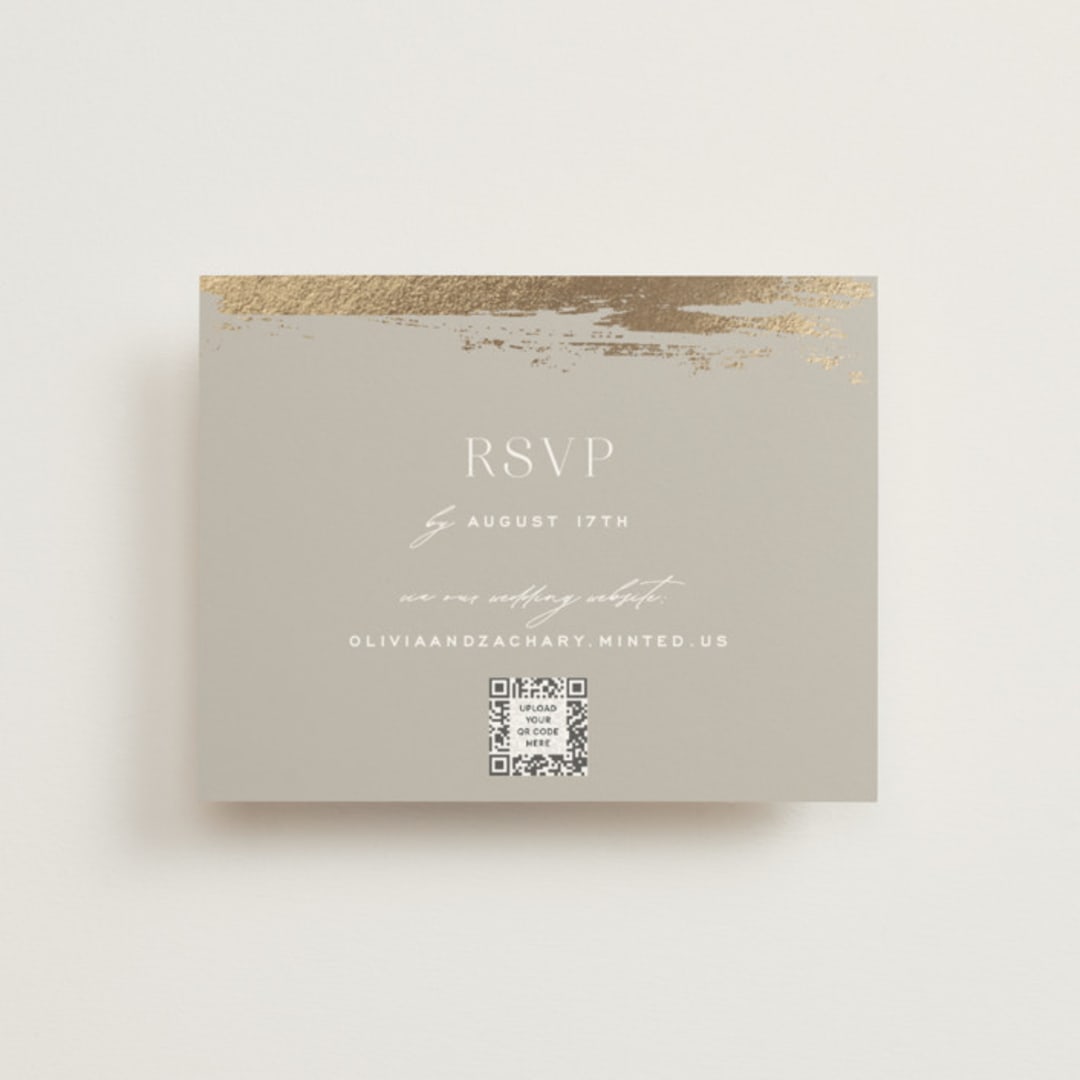 "True Love" - Foil-Pressed RSVP Online Enclosure Cards in Clay by Carolyn Nicks - Front