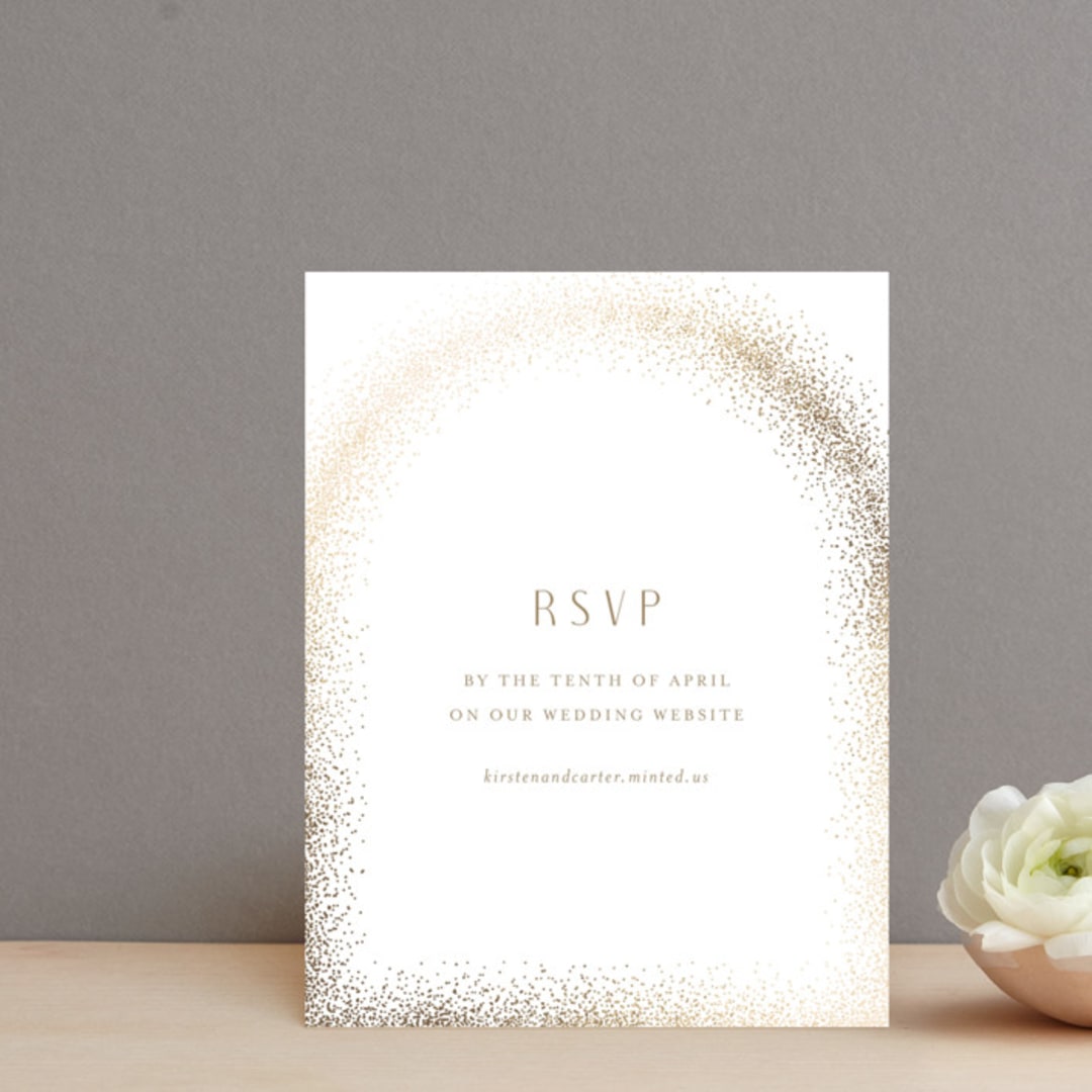 "glitter arch" - Foil-Pressed RSVP Online Enclosure Cards in Champagne by Design Lotus - Front