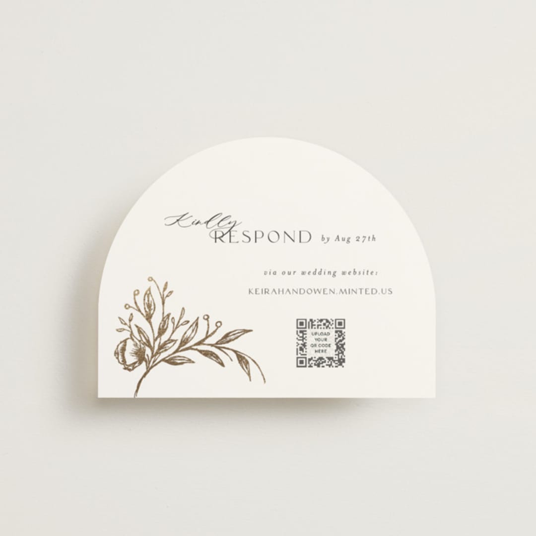 "KEIRAH" - Foil-Pressed RSVP Online Enclosure Cards in Pearl by Melanie Kosuge - Front