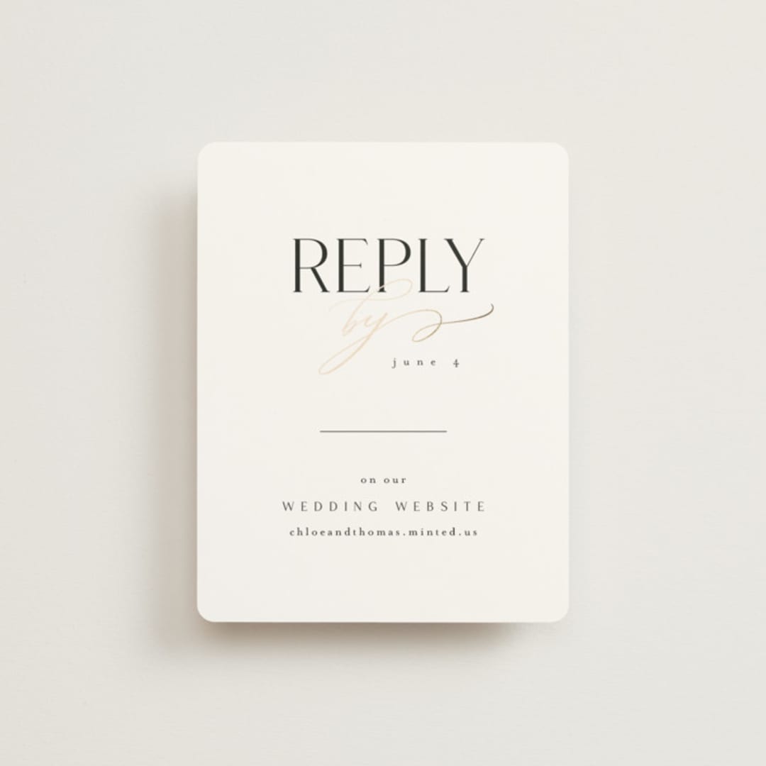 "Overlay" - Foil-Pressed RSVP Online Enclosure Cards in Silk by Kelly Schmidt - Front