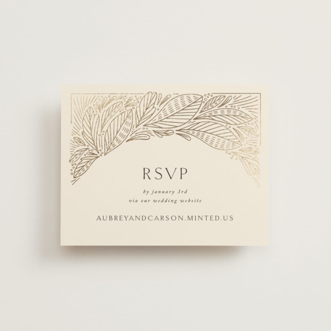 "Royalty" - Foil-Pressed RSVP Online Enclosure Cards in Cream by Jen Owens - Front