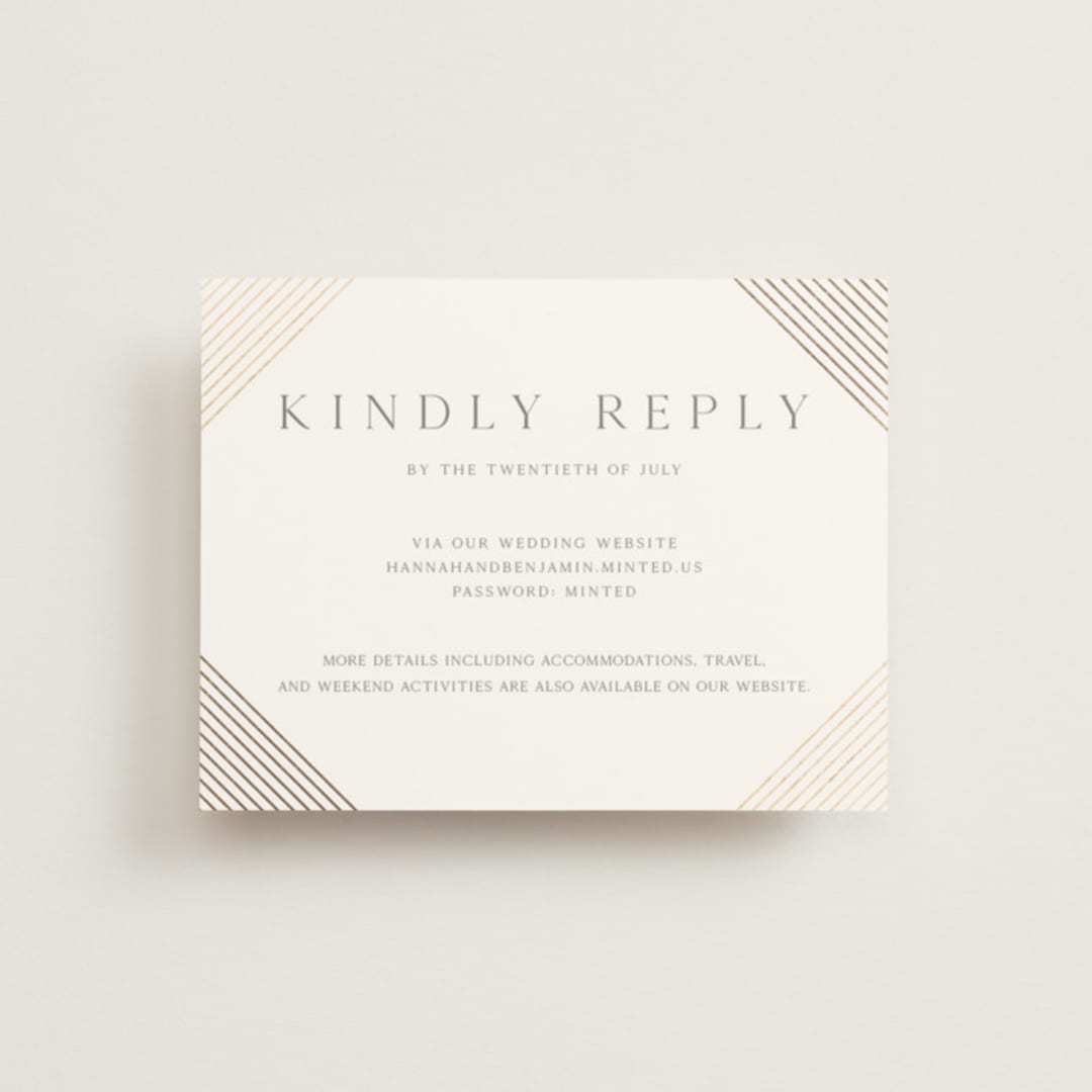 "Song of Solomon" - Foil-Pressed RSVP Online Enclosure Cards in Slate by Vanessa Doyle - Front