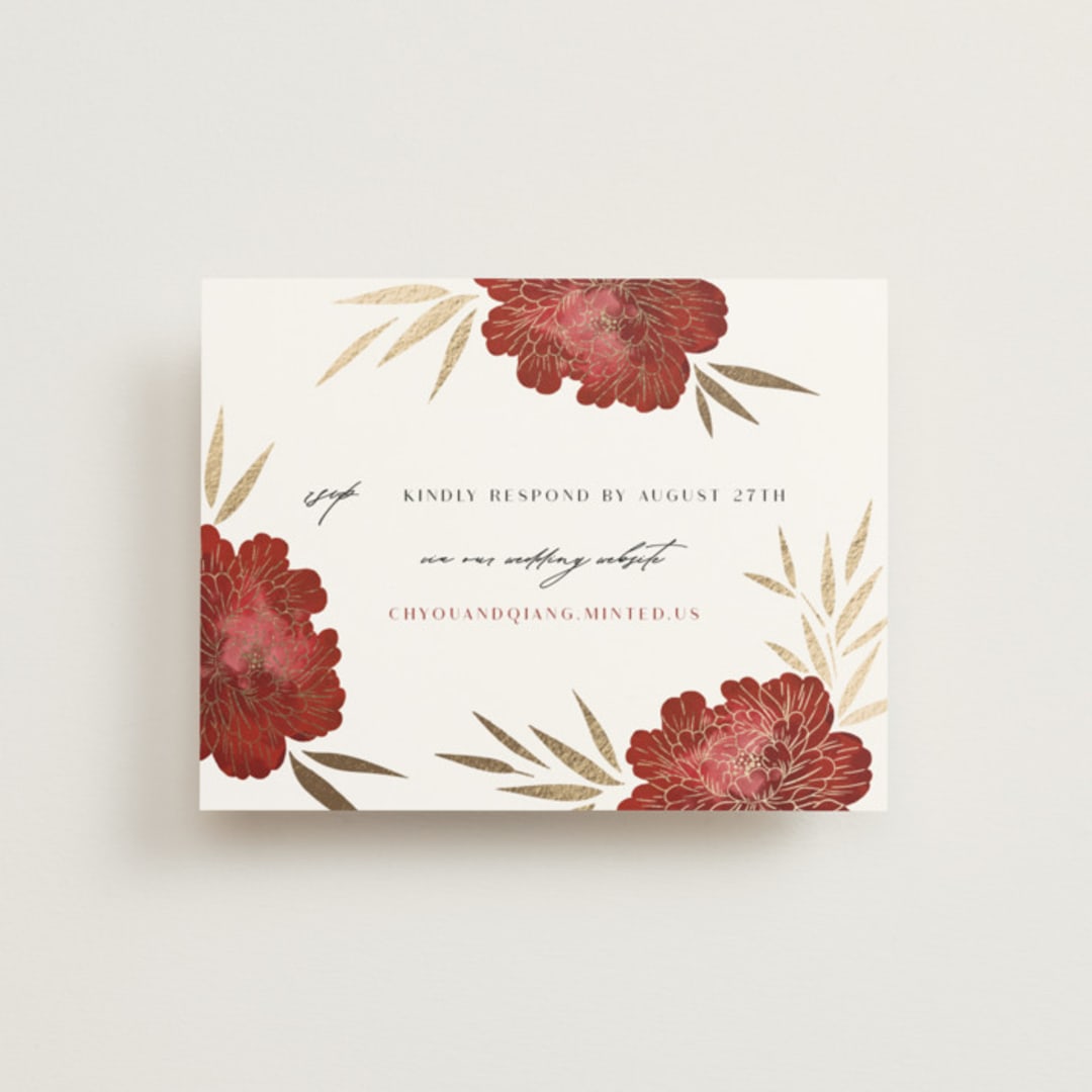 Peonies & bamboo leaves