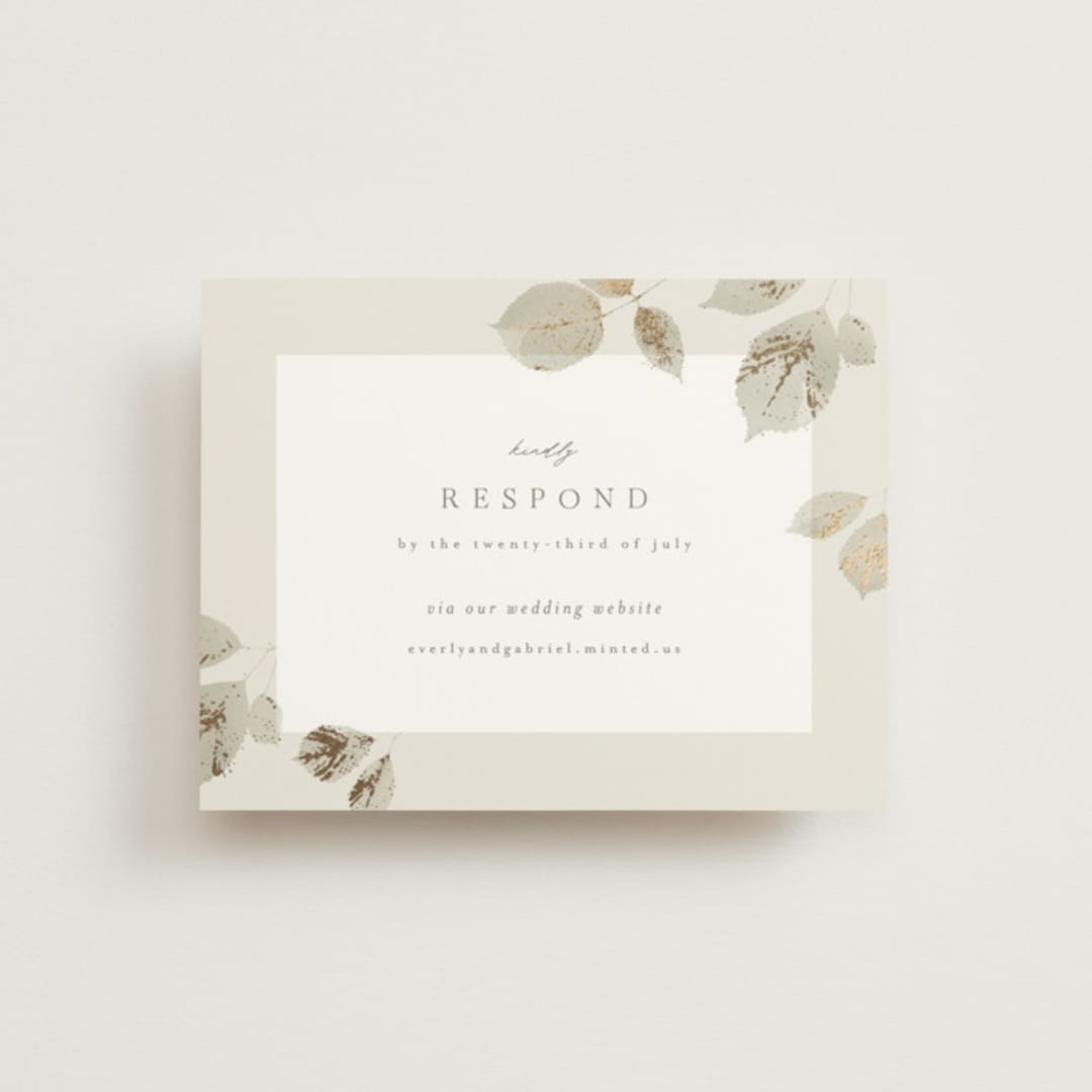 "Sonnet" - Foil-Pressed RSVP Online Enclosure Cards in Meadow by Kristie Kern - Front