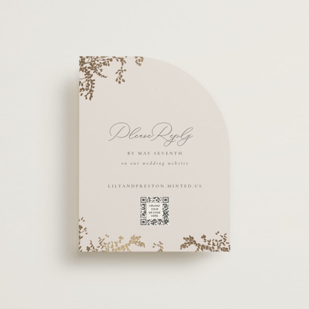 "forever and a day" - Foil-Pressed RSVP Online Enclosure Cards in Luxe Neutral by Design Lotus - Front