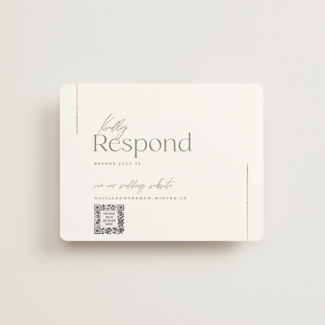 "Simple Lines" - Foil-Pressed RSVP Online Enclosure Cards in Snow by Michelle Taylor - Front
