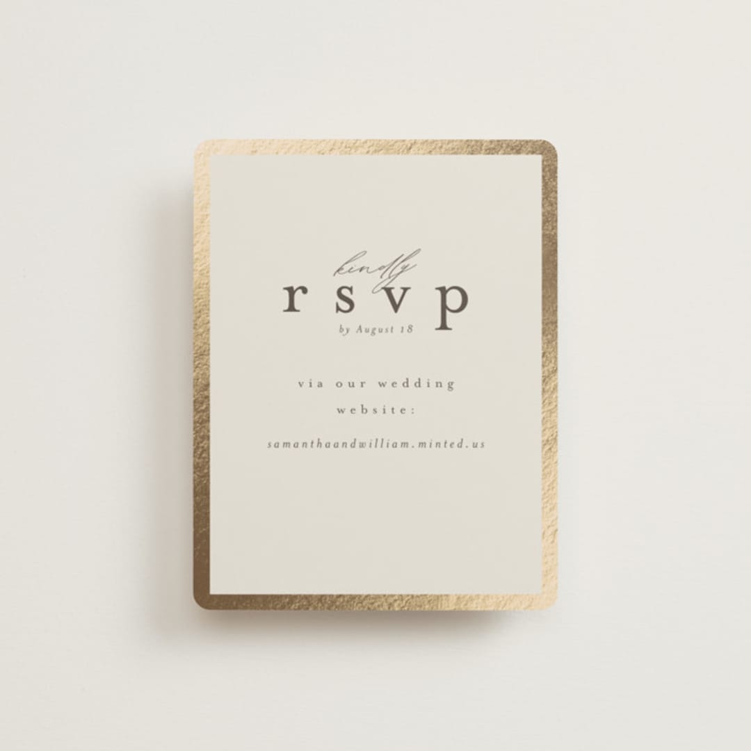 "Surround" - Foil-Pressed RSVP Online Enclosure Cards in Sand by Nicole Walsh - Front