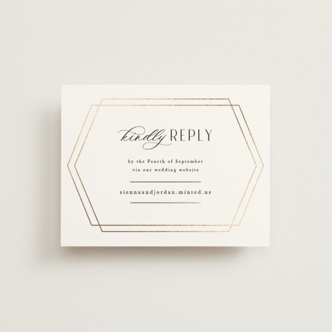 "Formally" - Foil-Pressed RSVP Online Enclosure Cards in Cloud by Carly Reed Walker - Front