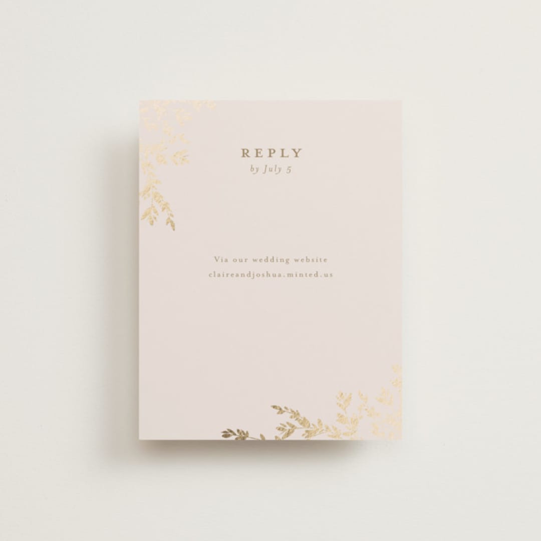 "Classique" - Foil-Pressed RSVP Online Enclosure Cards in Spun Sugar by Jessica Williams - Front