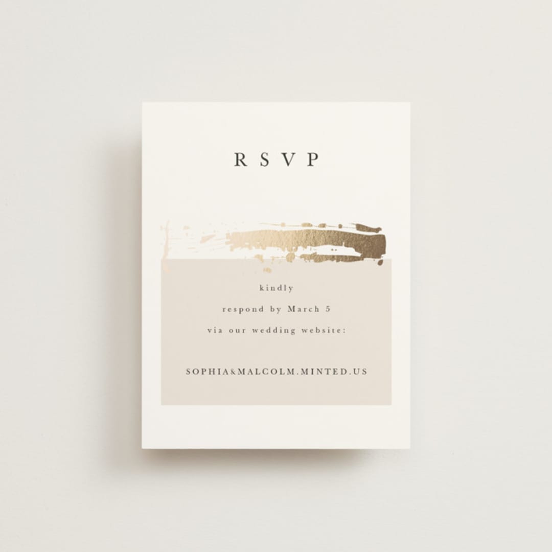"Modern Serene" - Foil-Pressed RSVP Online Enclosure Cards in Blush by Hannah Williams - Front