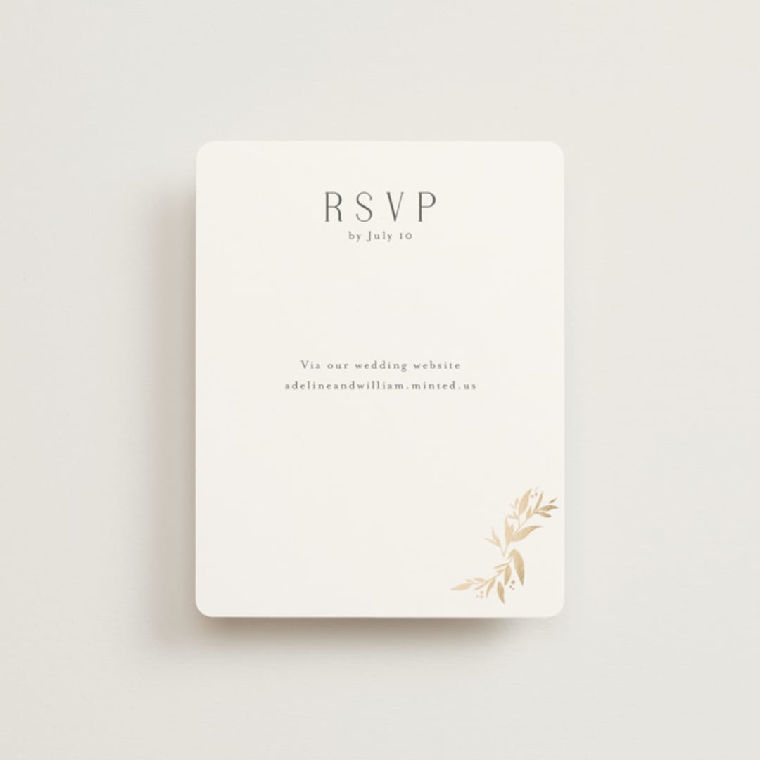 "Vining" - Foil-Pressed RSVP Online Enclosure Cards in Chantilly by Jessica Williams - Front