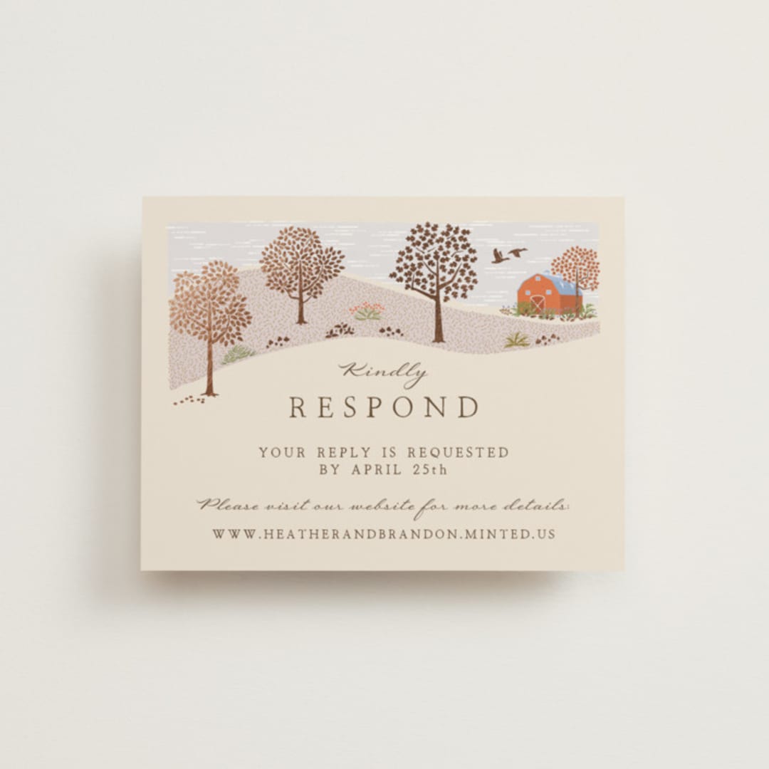 "Countryside" - Foil-Pressed RSVP Online Enclosure Cards in Autumnal by Paper Sun Studio - Front