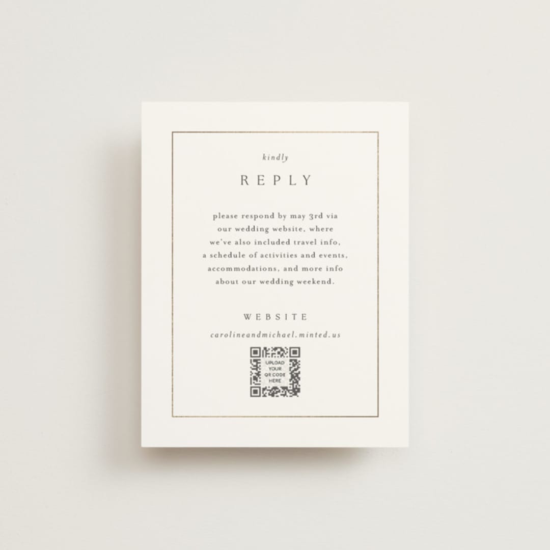 "Framed Monogram" - Foil-Pressed RSVP Online Enclosure Cards in Silk by Kelly Schmidt - Front