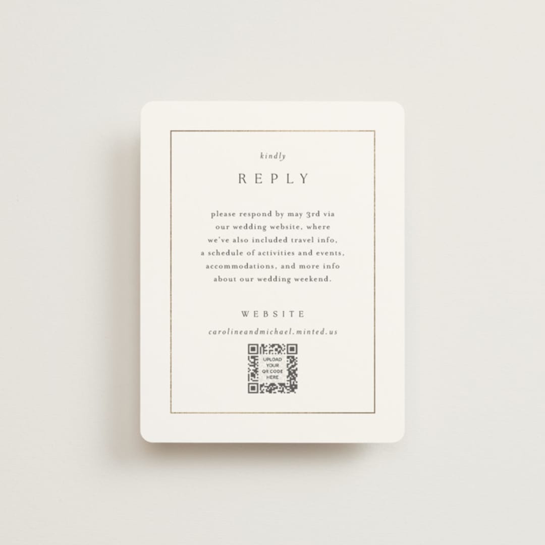 "Framed Monogram" - Foil-Pressed RSVP Online Enclosure Cards in Silk by Kelly Schmidt - Front