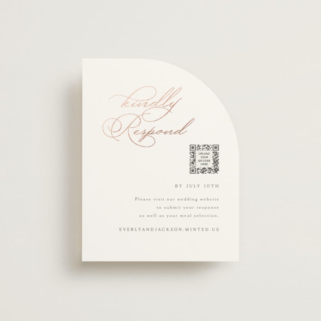 "Eternal" - Foil-Pressed RSVP Online Enclosure Cards in Snow by Kaydi Bishop - Front