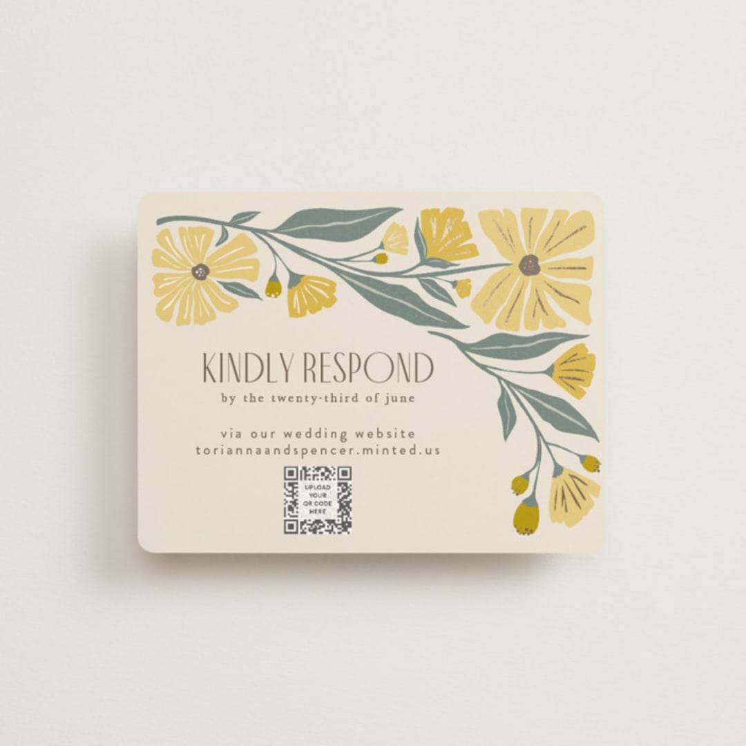 "storybook garden" - Foil-Pressed RSVP Online Enclosure Cards in Buttercup by Karidy Walker - Front