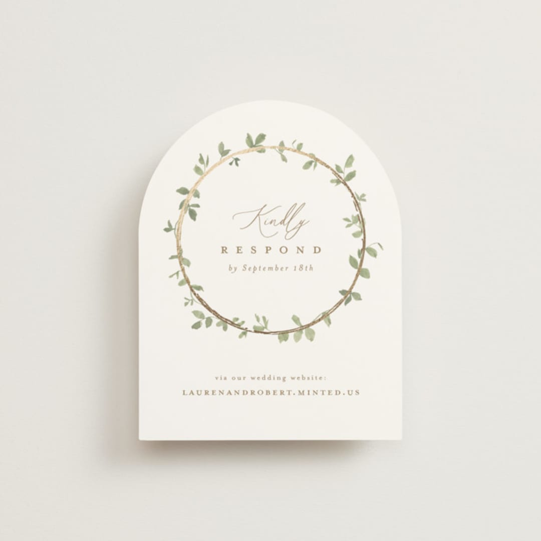 "Canopy" - Foil-Pressed RSVP Online Enclosure Cards in Ivy by Everett Paper Goods - Front