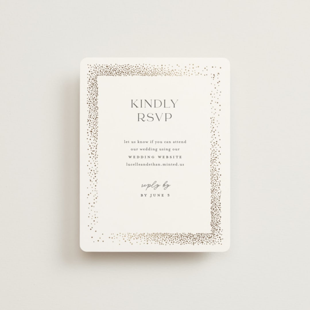 "Flicker" - Foil-Pressed RSVP Online Enclosure Cards in Sparkle by Pixel and Hank - Front