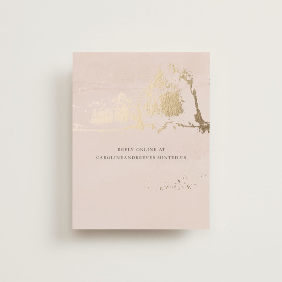 "Mountain" - Foil-Pressed RSVP Online Enclosure Cards in Latte by Lori Wemple - Front