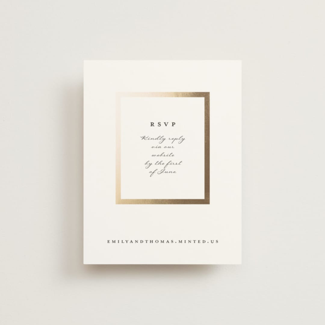 "Defined" - Foil-Pressed RSVP Online Enclosure Cards in Snow by mo kelley - Front