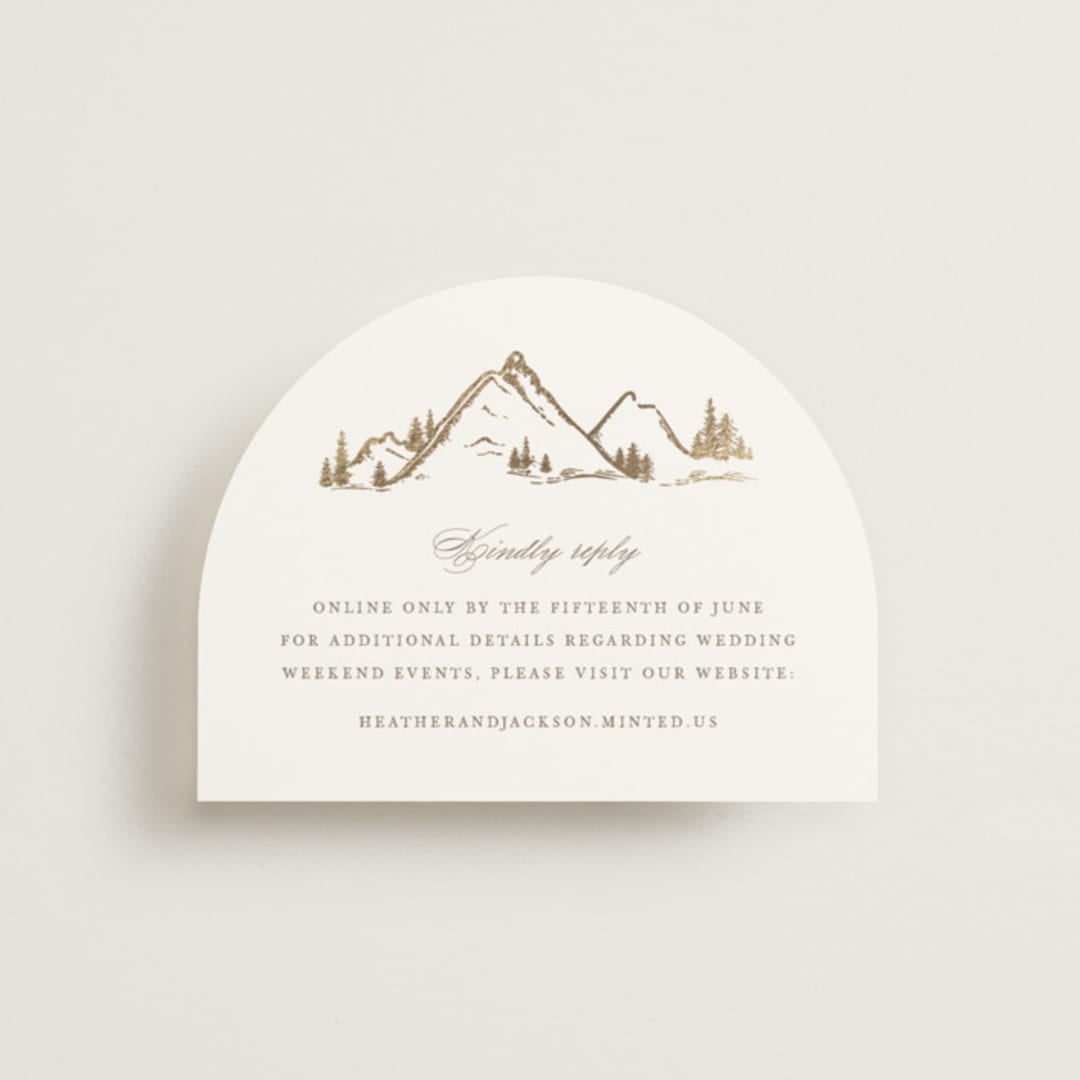 "Colorado" - Foil-Pressed RSVP Online Enclosure Cards in Earth by Mansi Verma - Front