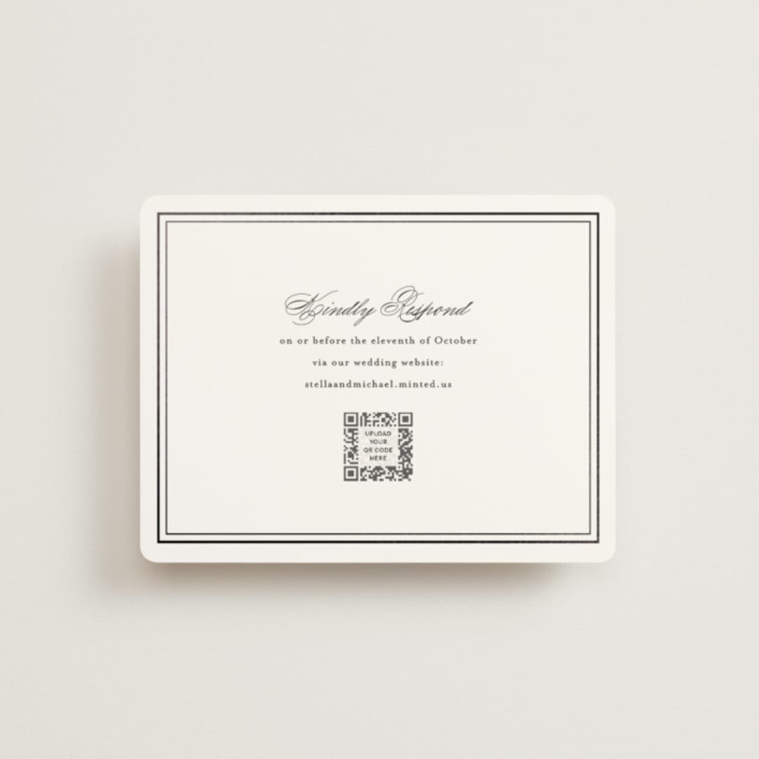 "Polished" - Foil-Pressed RSVP Online Enclosure Cards in Cotton by Jennifer Postorino - Front