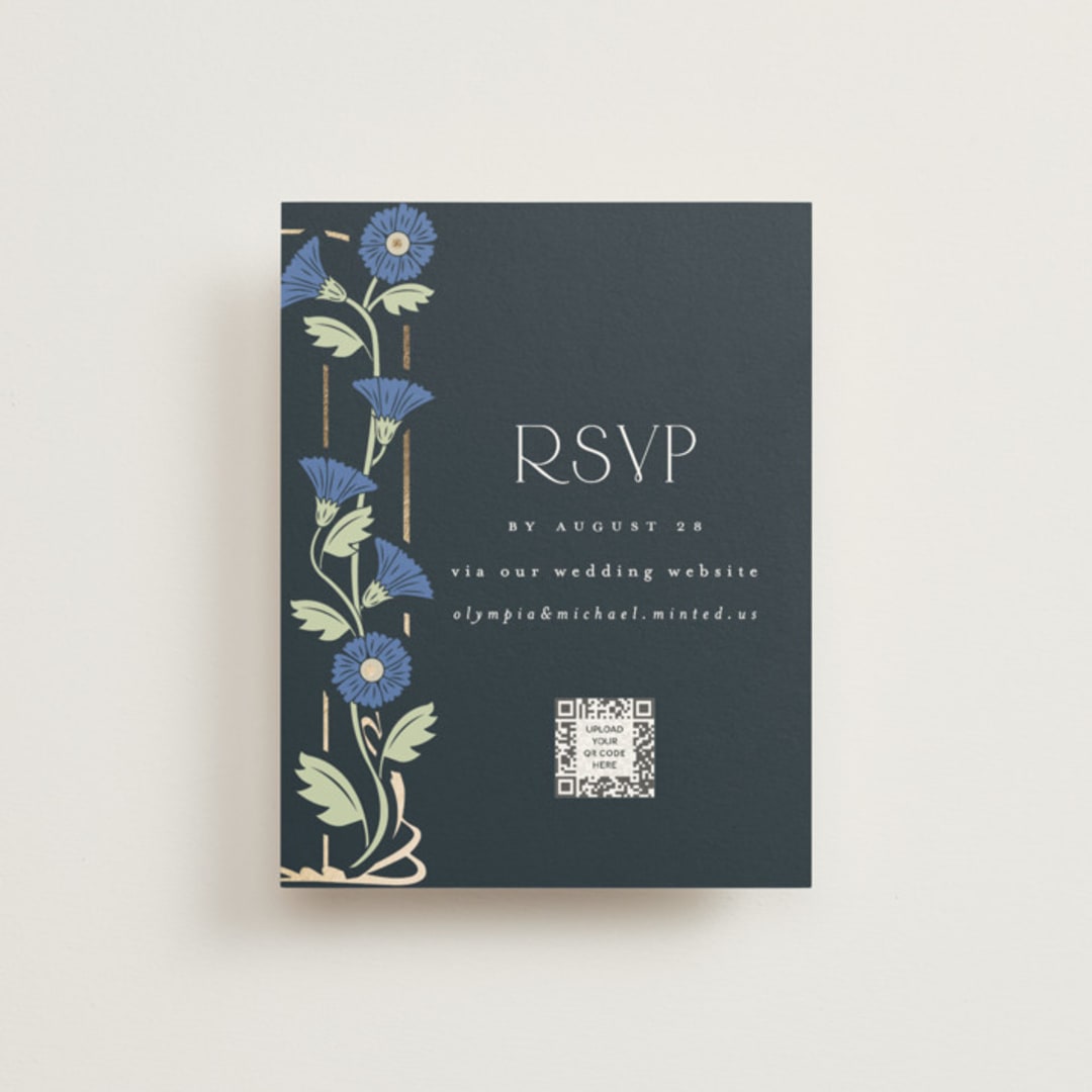 "Nouveau" - Foil-Pressed RSVP Online Enclosure Cards in Lilac by Hudson meet Rose - Front